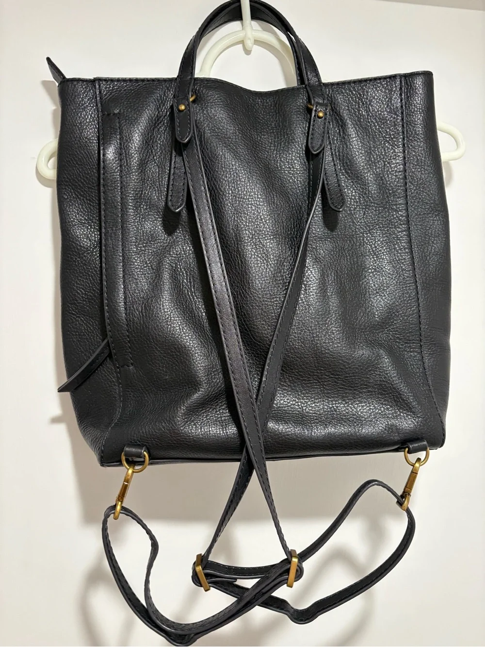 Fossil Black Leather Tote Backpack